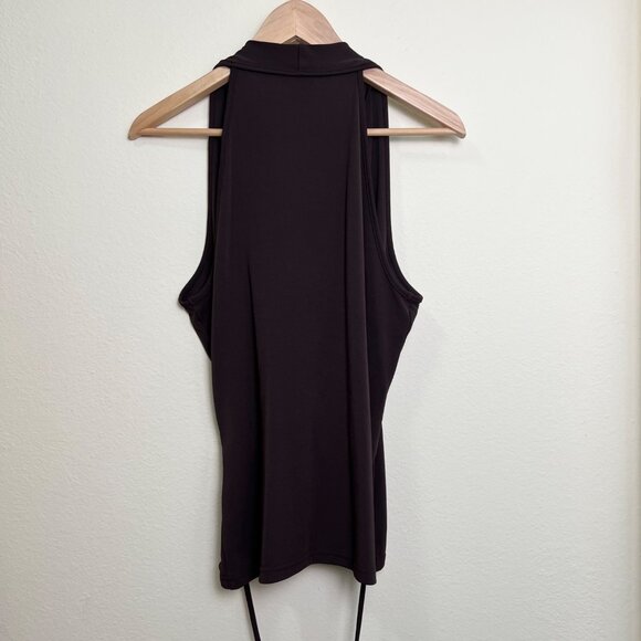 INC International Concepts Brown Faux Wrap Halter Tank Top with Ties Size Large - Picture 7 of 7